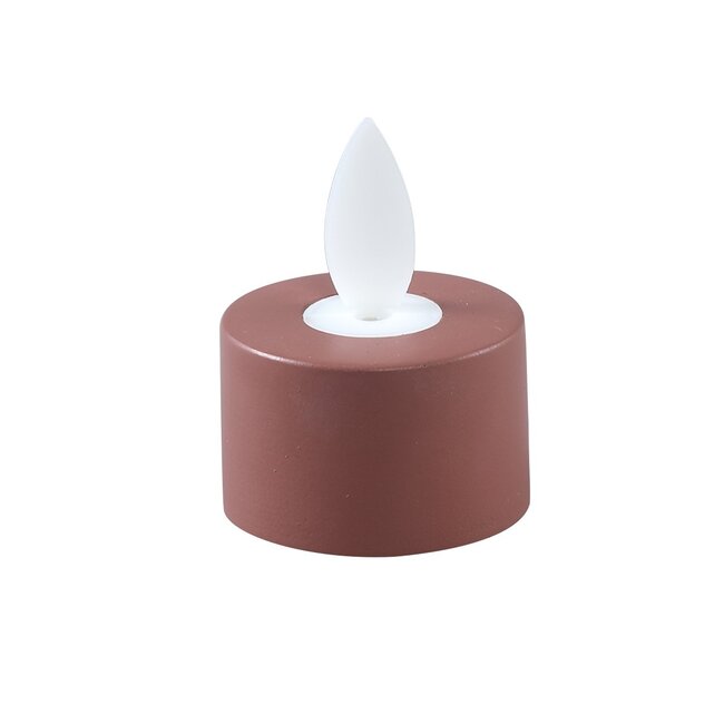PTMD LED theelicht rustiek bruin met vaste vlam – 6 stuks