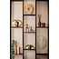 PTMD Ornament Aleria Beige dame met fluit op marmeren voetstuk