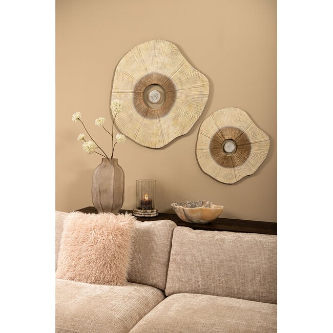 PTMD Wandpaneel Rella Beige gegoten aluminium met centrale steen S