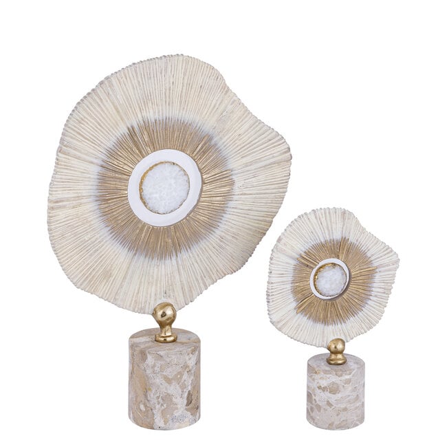 PTMD Ornament Rella Beige gegoten aluminium met marmer S