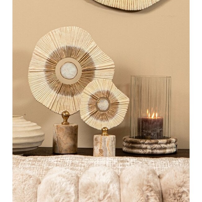 PTMD Ornament Rella Beige gegoten aluminium met marmer S
