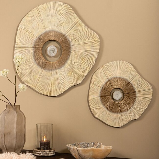 PTMD Wandpaneel Rella Beige gegoten aluminium met centrale steen S
