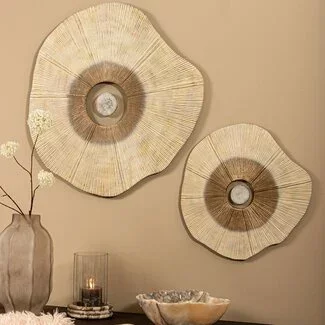 PTMD Wandpaneel Rella Beige gegoten aluminium met centrale steen L