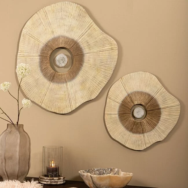 PTMD Wandpaneel Rella Beige gegoten aluminium met centrale steen L