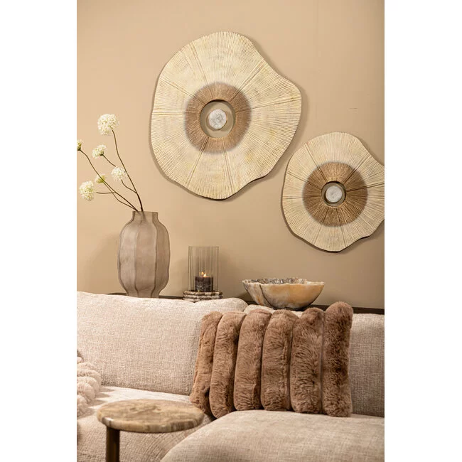 PTMD Wandpaneel Rella Beige gegoten aluminium met centrale steen L