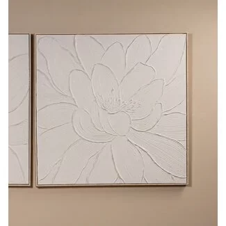PTMD Wandpaneel Florise Creme canvas bloemen A