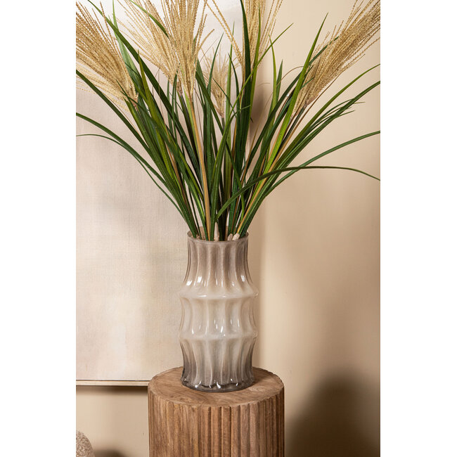 PTMD Vaas Anvi Creme glas hoekig rond L