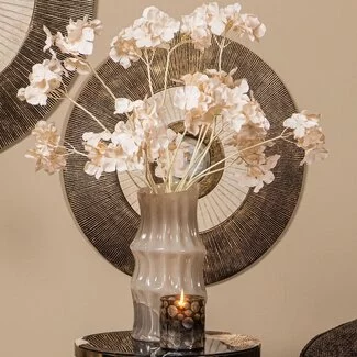 PTMD Vaas Anvi Creme glas hoekig rond L