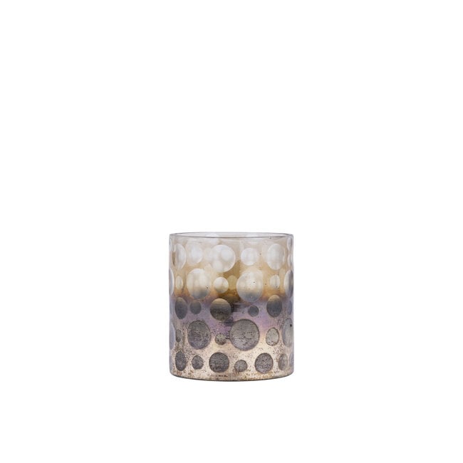 PTMD Theelicht Bridgid Bruin glas met stippen XS