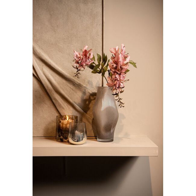 PTMD Theelicht Bridgid Bruin glas met stippen XS