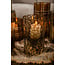 PTMD Theelicht Bridgid Bruin glas met stippen XS