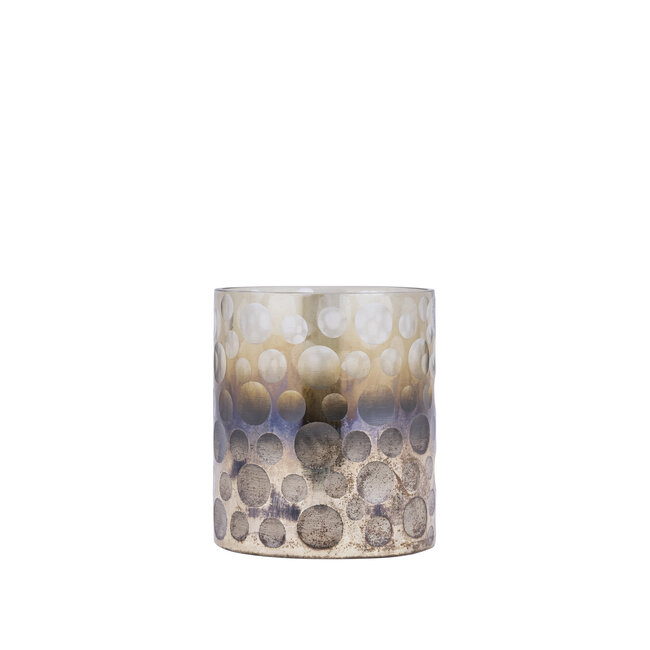 PTMD Theelicht Bridgid Bruin glas met stippen S