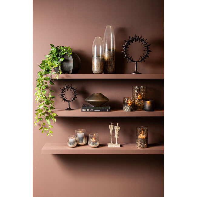 PTMD Theelicht Bridgid Bruin glas met stippen S