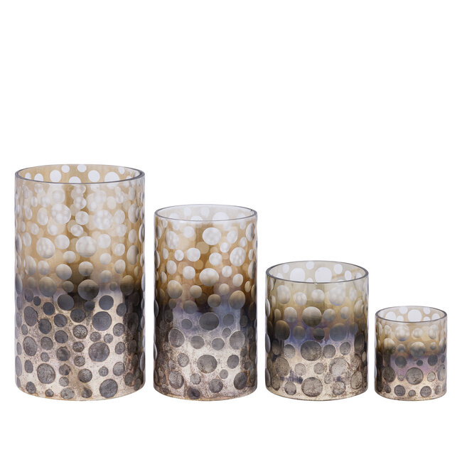 PTMD Theelicht Bridgid Bruin glas met stippen S