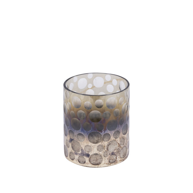 PTMD Theelicht Bridgid Bruin glas met stippen S