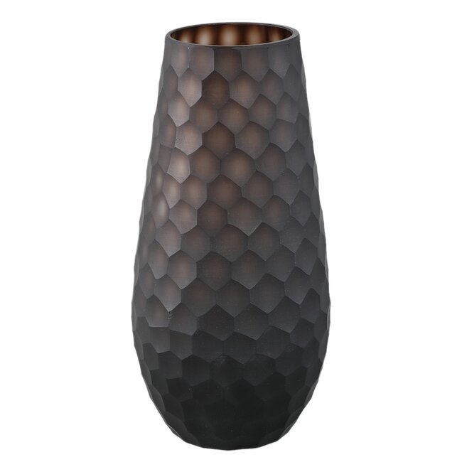 PTMD Vaas Eboney Bruin rond glas cirkel patroon hoog S