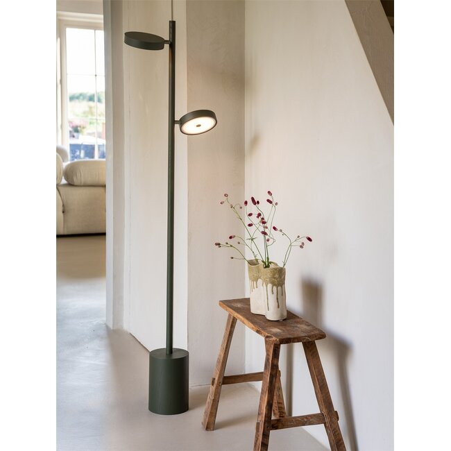 Good&Mojo Vloerlamp essenhout 2-kap OKINAWA groen