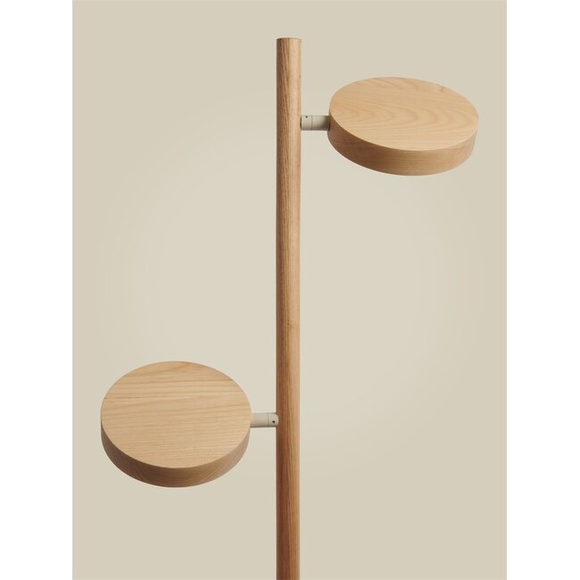 Good&Mojo Vloerlamp essenhout 2-kap OKINAWA naturel