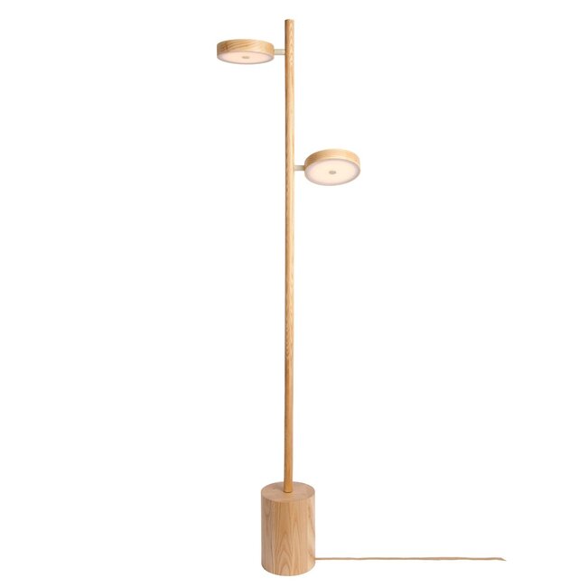 Good&Mojo Vloerlamp essenhout 2-kap OKINAWA naturel