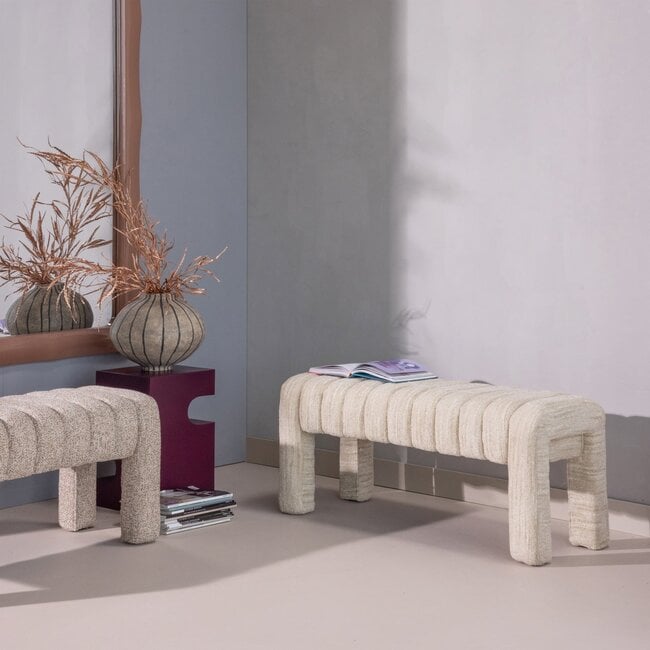 Woood Frex Gestoffeerd Bankje Boucle Naturel [fsc]