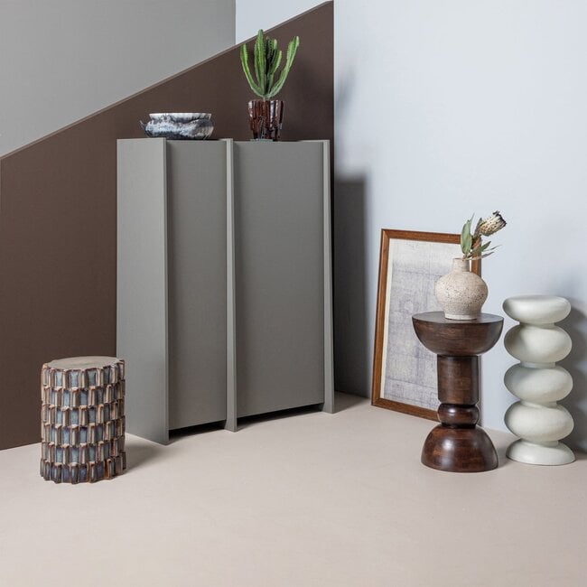 Woood Axu Decoratieve Bijzettafel O35x45 Cm Keramiek Grijsblauw