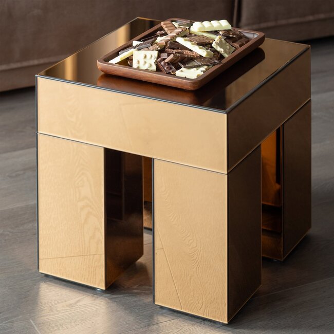 Woood Mirrox Bijzettafel Hout Spiegelglas Bruin [fsc]