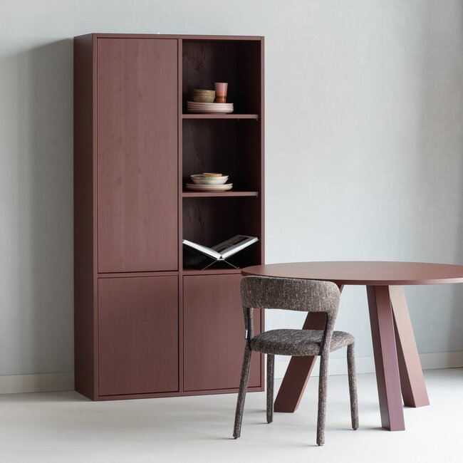 Woood Rhonda Eettafel O129 Cm Eiken Bordeauxrood [fsc]