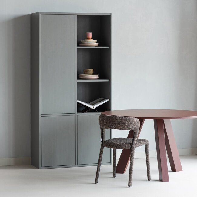 Woood Rhonda Eettafel O129 Cm Eiken Bordeauxrood [fsc]