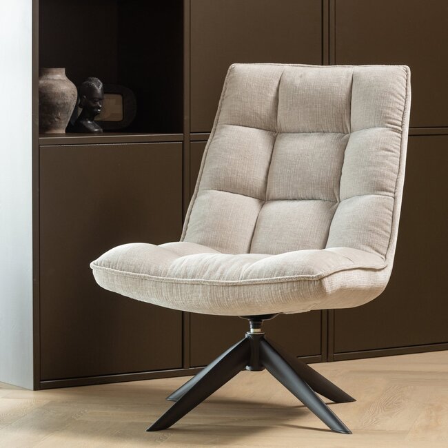 Woood Jouke Draaifauteuil Chenille Structuur Naturel [fsc]
