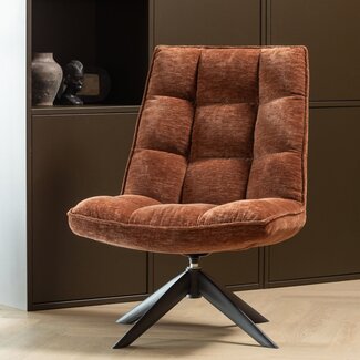 Woood Jouke Draaifauteuil Chenille Structuur Roestbruin [fsc]