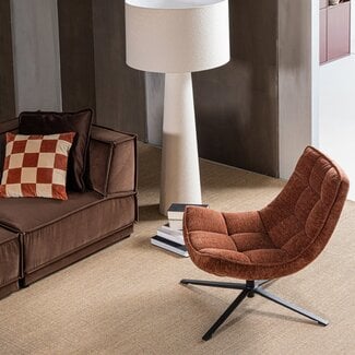 Woood Maudi Draaifauteuil Chenille Structuur Bruin