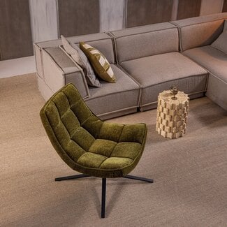 Woood Maudi Draaifauteuil Chenille Structuur Groen