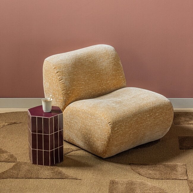Woood Nomu Fauteuil Craquele Velvet Lichtgeel [fsc]