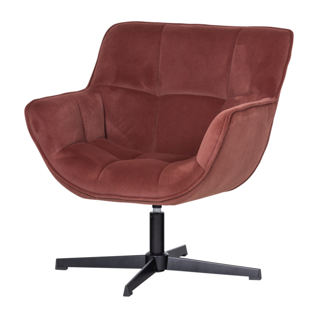 Woood Wibo Draaifauteuil Mat Velvet Bruinrood [fsc]