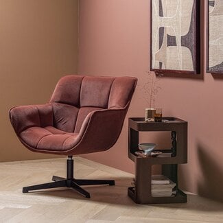 Woood Wibo Draaifauteuil Mat Velvet Bruinrood [fsc]