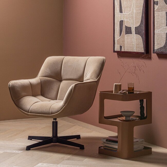 Woood Wibo Draaifauteuil Mat Velvet Zand [fsc]