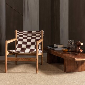 Woood Zano Fauteuil Hout Bruin Met Kelim Zitting Naturel