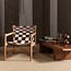 Woood Zano Fauteuil Hout Bruin Met Kelim Zitting Naturel