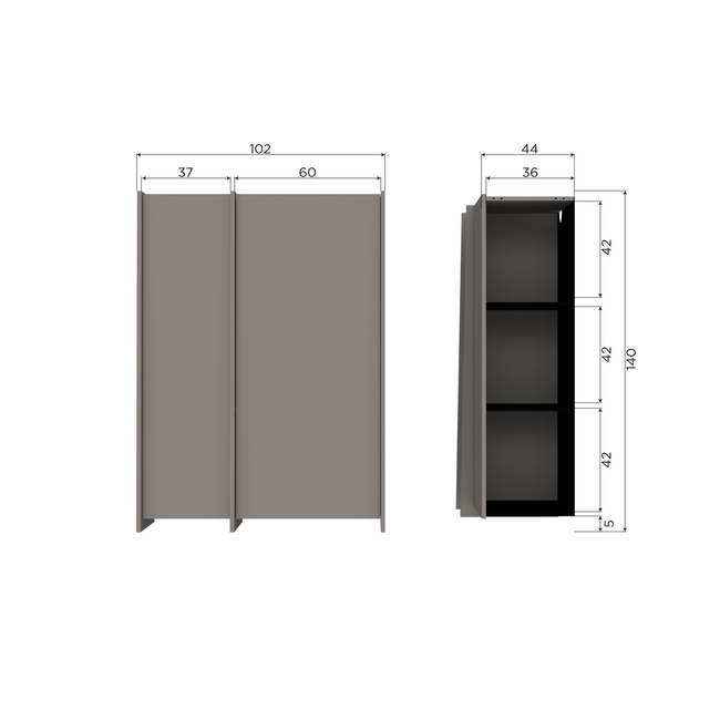 Woood Brock 2-Deurs Kast Essen Fineer Warmgrijs [fsc]