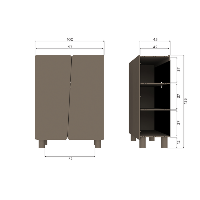Woood Root 2-Deurs Kast Grenen Truffel Bruin [fsc]