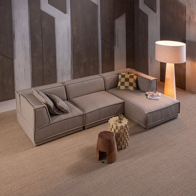 Woood Manu Chaise Longue Bank Rechts Grove Chenille Naturel [fsc]