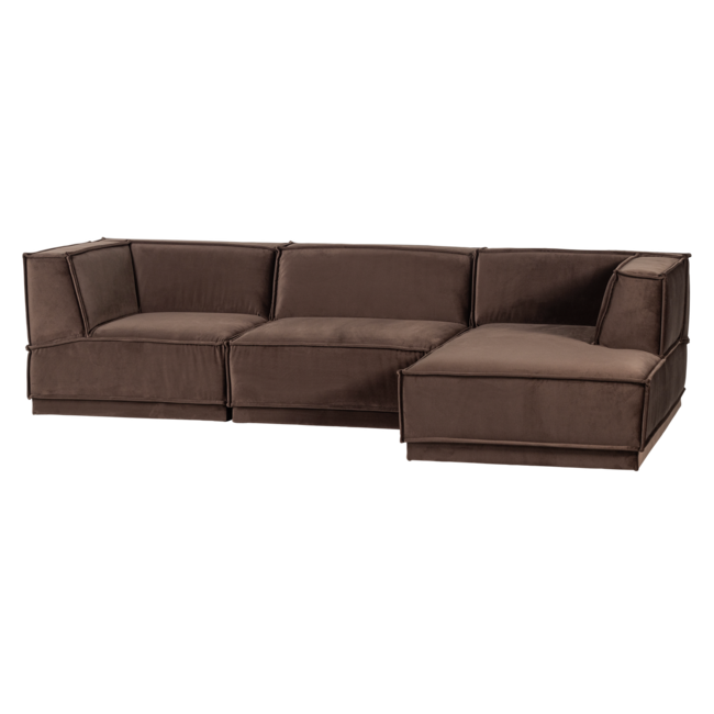 Woood Manu Chaise Longue Bank Rechts Velvet Bruin [fsc]