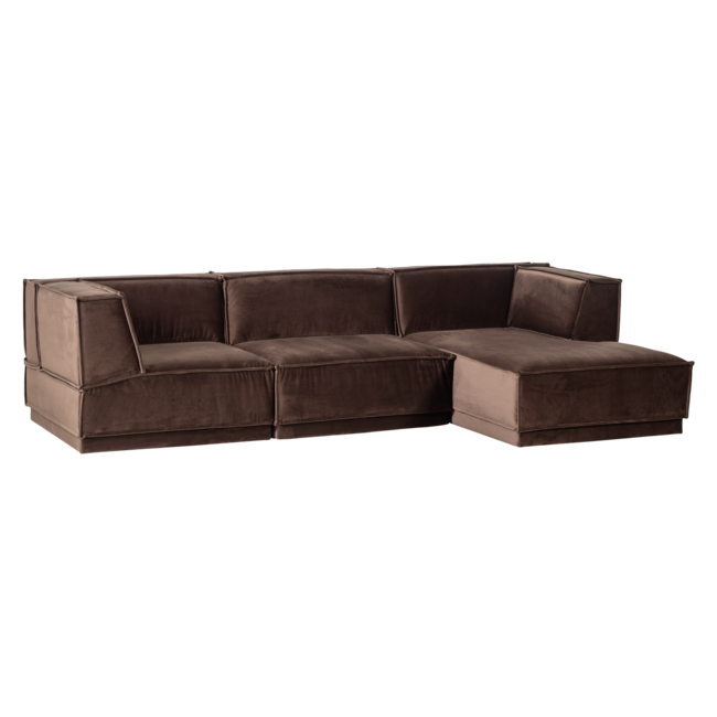 Woood Manu Chaise Longue Bank Rechts Velvet Bruin [fsc]