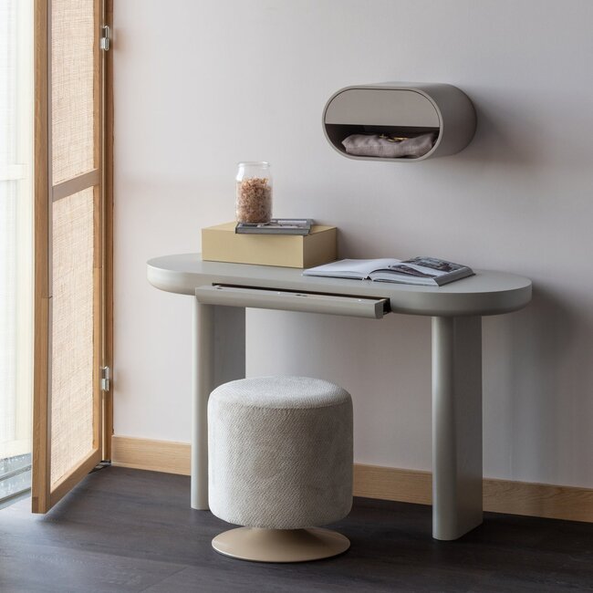 Woood Islen Poef Met Draaivoet Boucle Beige