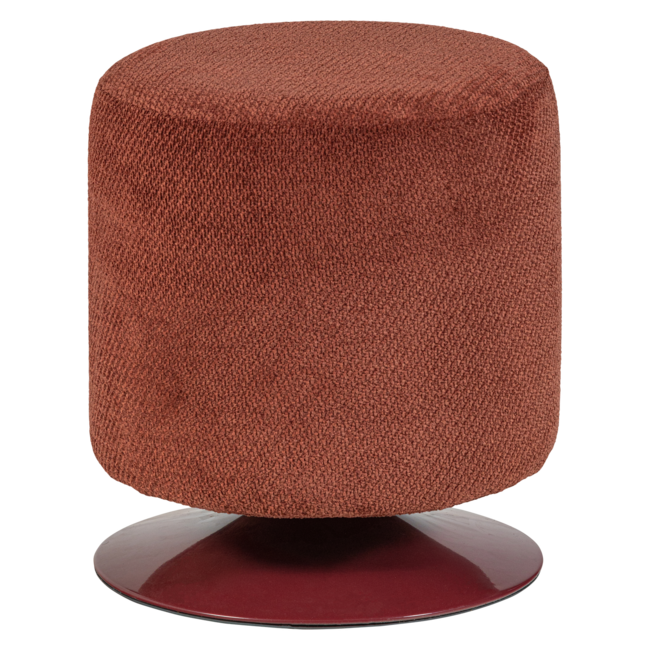 Woood Islen Poef Met Draaivoet Boucle Bordeauxrood