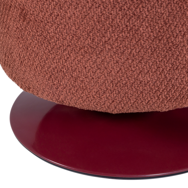 Woood Islen Poef Met Draaivoet Boucle Bordeauxrood