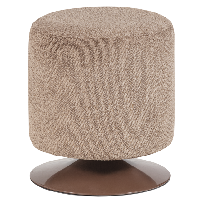 Woood Islen Poef Met Draaivoet Boucle Bruin