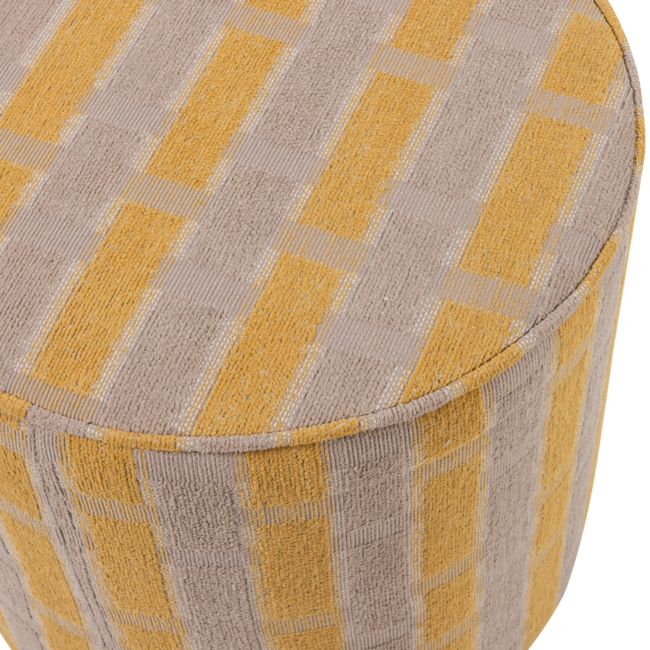 Woood Sarli Poef Hoog Ruit Dessin Chenille Taupe/Geel [fsc]