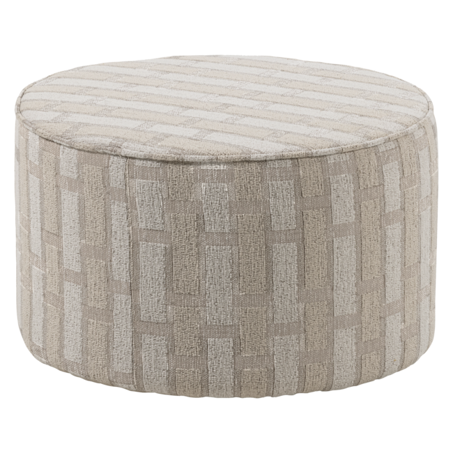 Woood Sarli Poef Laag Ruit Dessin Chenille Naturel/Beige [fsc]