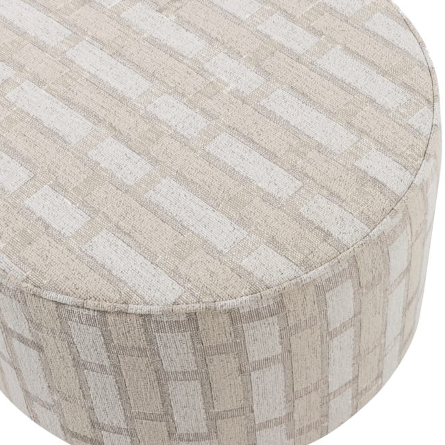 Woood Sarli Poef Laag Ruit Dessin Chenille Naturel/Beige [fsc]